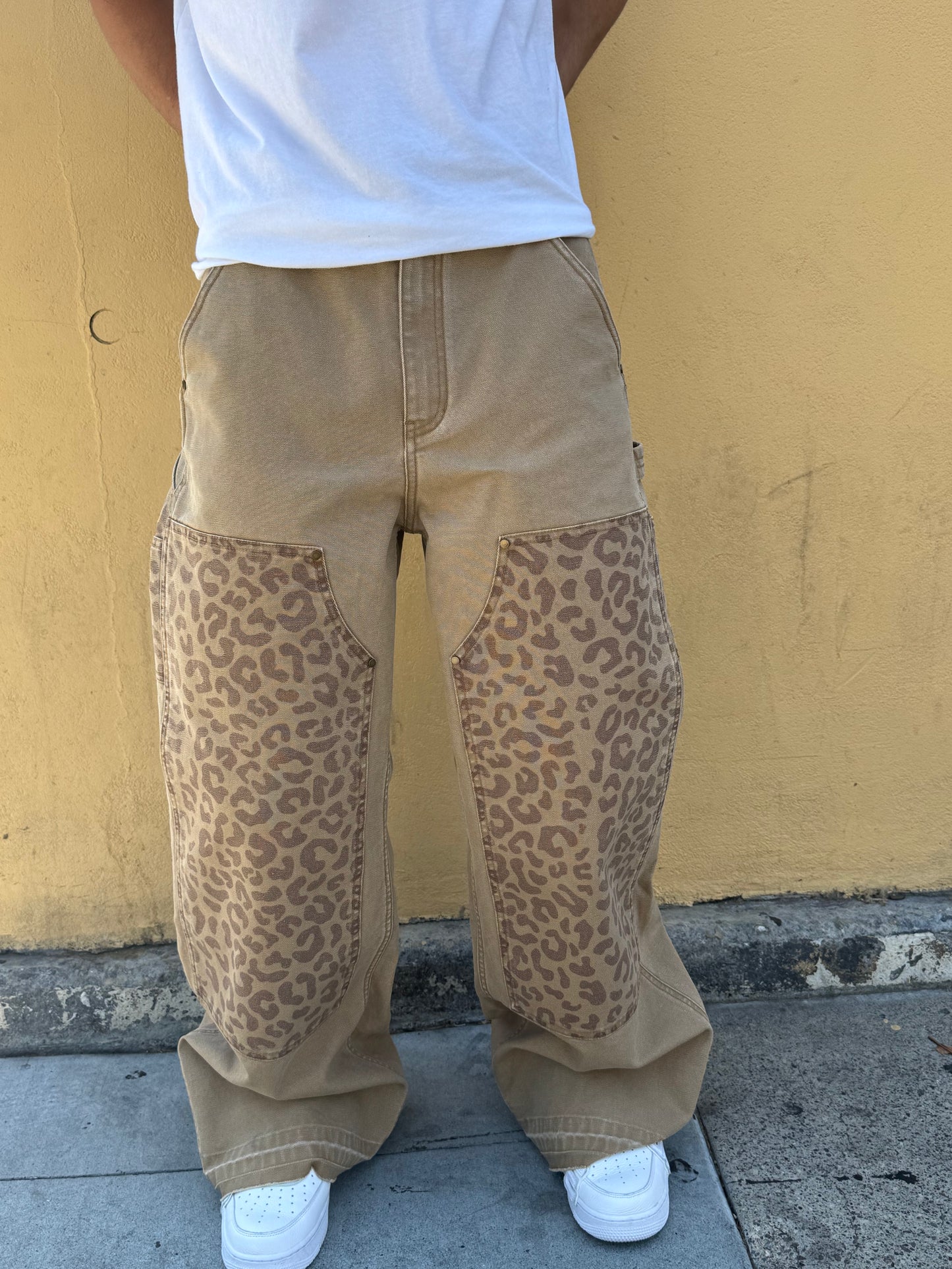 Leopard Print Double Knee Carpenters