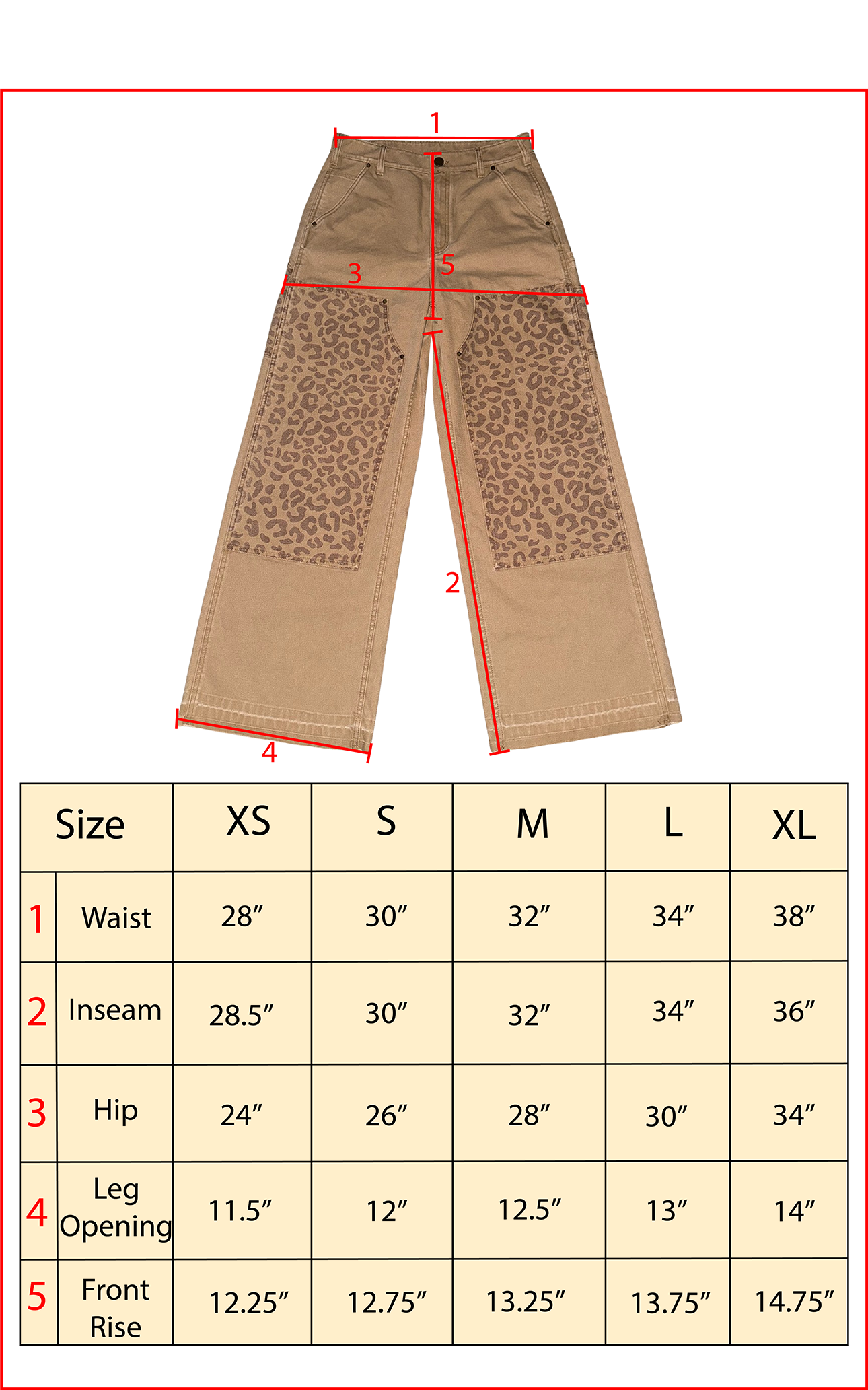 Leopard Print Double Knee Carpenters