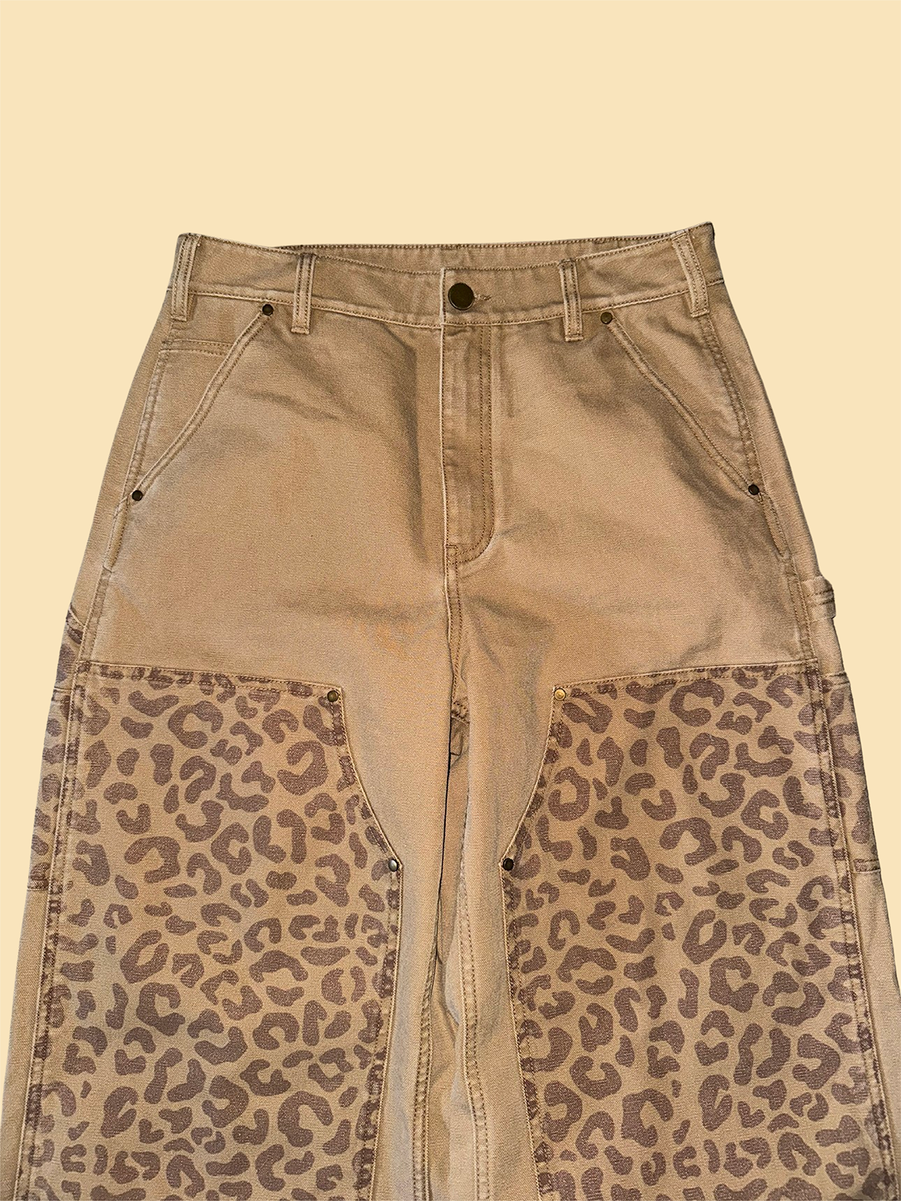 Leopard Print Double Knee Carpenters