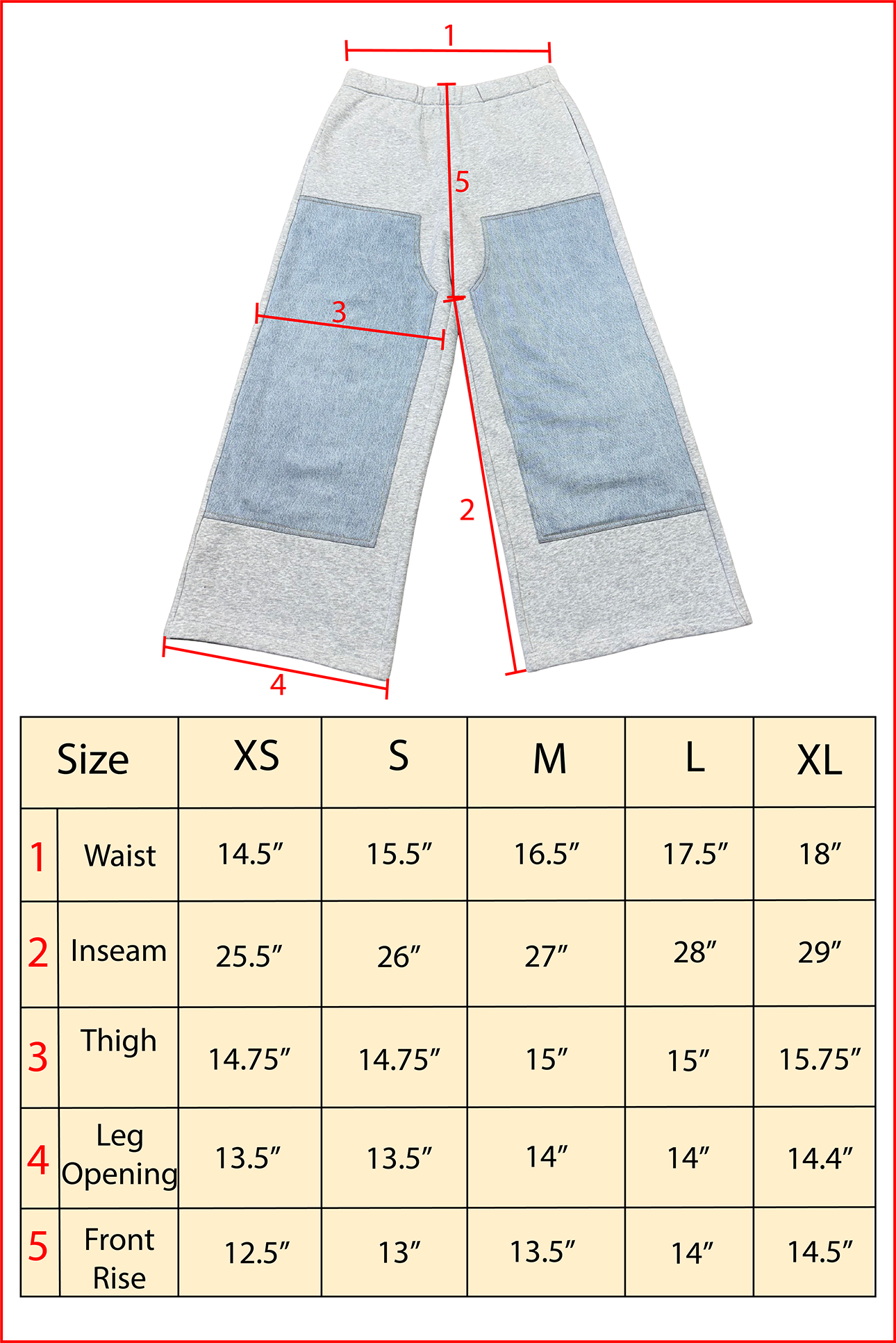 Denim Double Knee Sweatpants