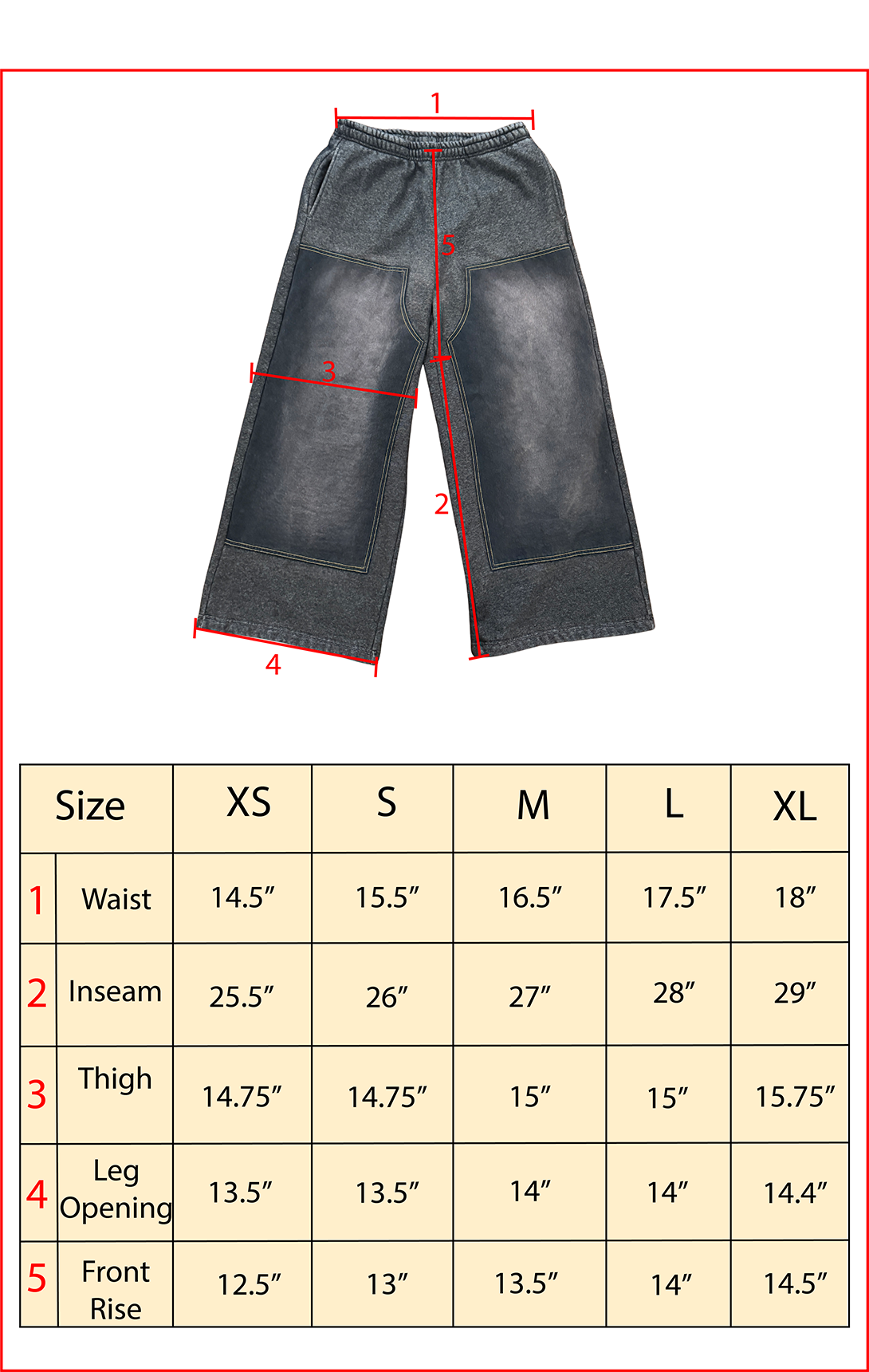 Denim Double Knee Sweatpants Charcoal