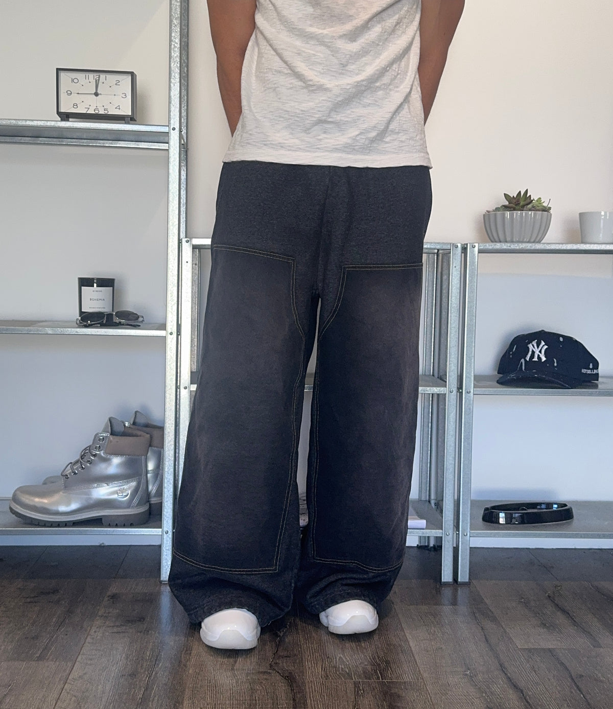 Denim Double Knee Sweatpants Charcoal